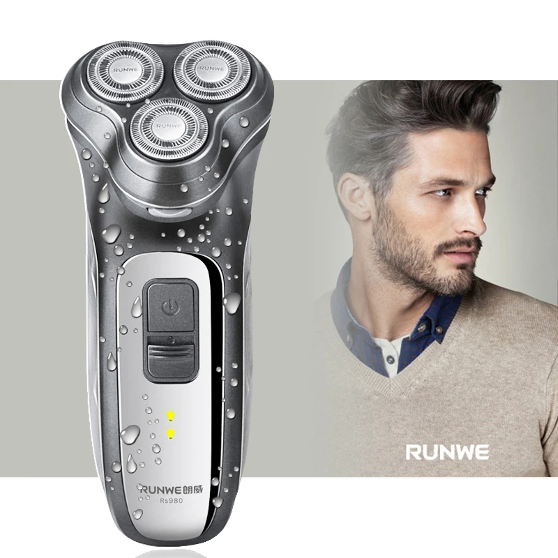

RUNWE RS980 Rechargeable Electric Shaver 3D Triple Floating Blade Heads Shaving Razors Face Care Men Beard Trimmer Machine