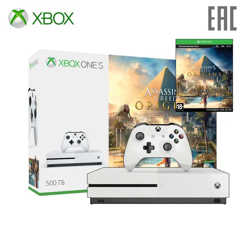 Игровая консоль Microsoft Xbox One S 500 ГБ + Assassin's Creed: Origins|original xbox console|xbox consolexbox one |