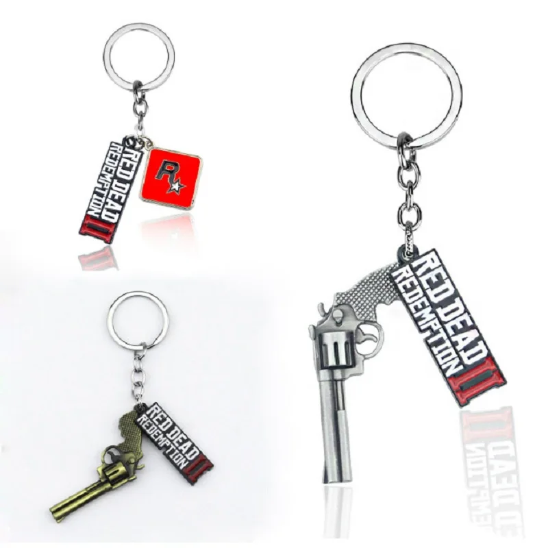 

Action Figure Toys Gift Red Dead Redemption 2 3D Keychain Gun Pendant Metal Key Car Bag Key Pendant Kids Xmas Gift