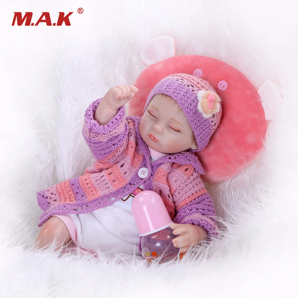 

40CM Long Reborn Baby Dolls Full Body Silicone Bebe Children Gifts Brinquedos with Knitted Clothes