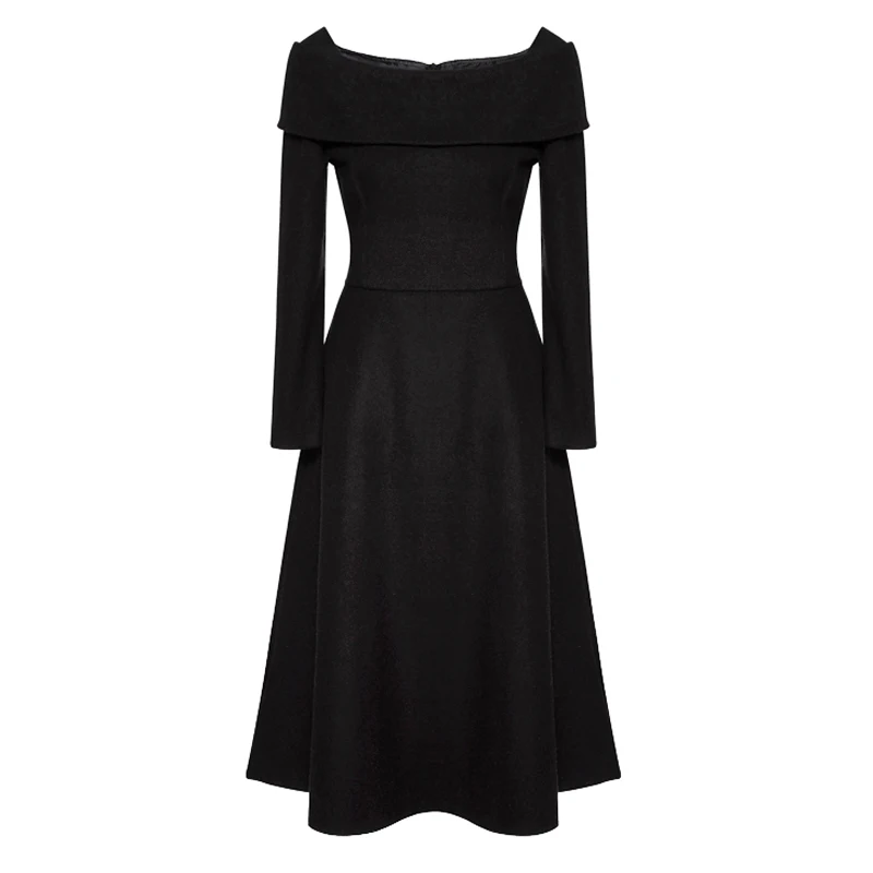 

Customize 26 COLORS 2015 Spring New Fashion Women Plus Size 3XS-8XL Retro Vintage Slash Neck Long Sleeve Little Black Dress