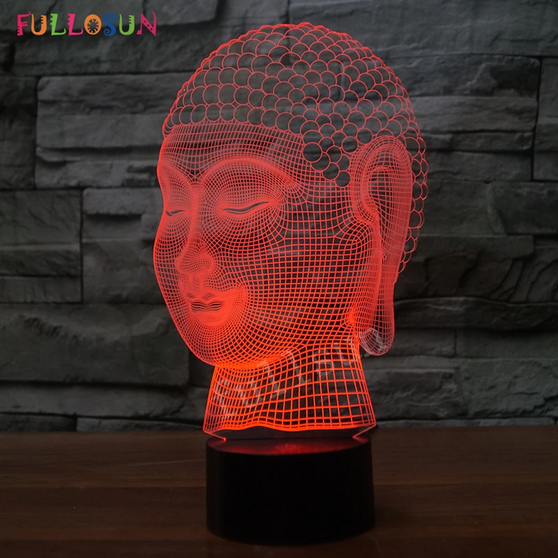 Будда 3D лампа визуальный ночник USB светодиодный 7 цветов Настольная лампа для домашнего деко ночник