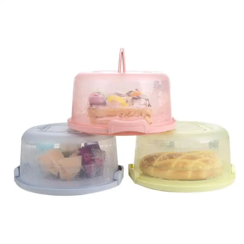 Plastic Cake Box with Lid Buckle Design Handgrip Portable Food Storage
