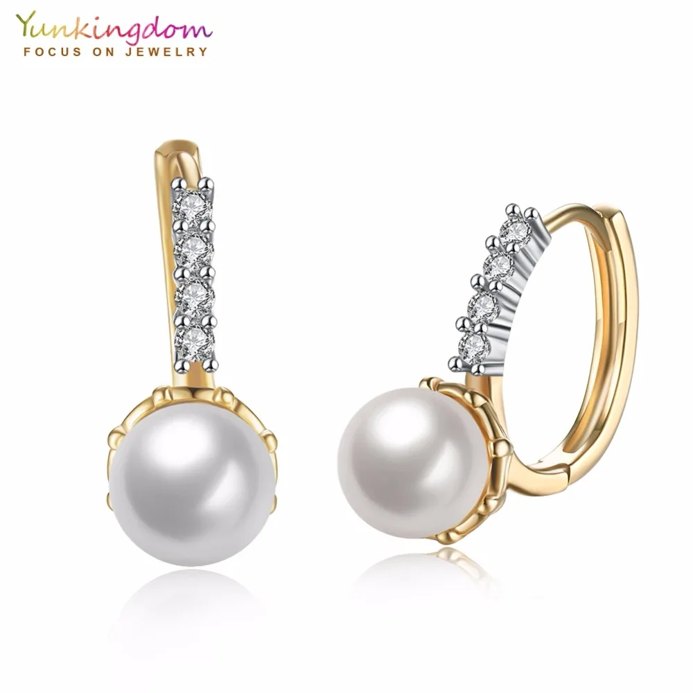 Yunkingdom модные очаровательные серьги-кольца для женщин элегантные ювелирные изделия с искусственным жемчугом