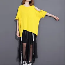 Летние выдалбливают металлическое кольцо украшения три цветные футболки женские 3 рукава o-образным вырезом свободные футболки