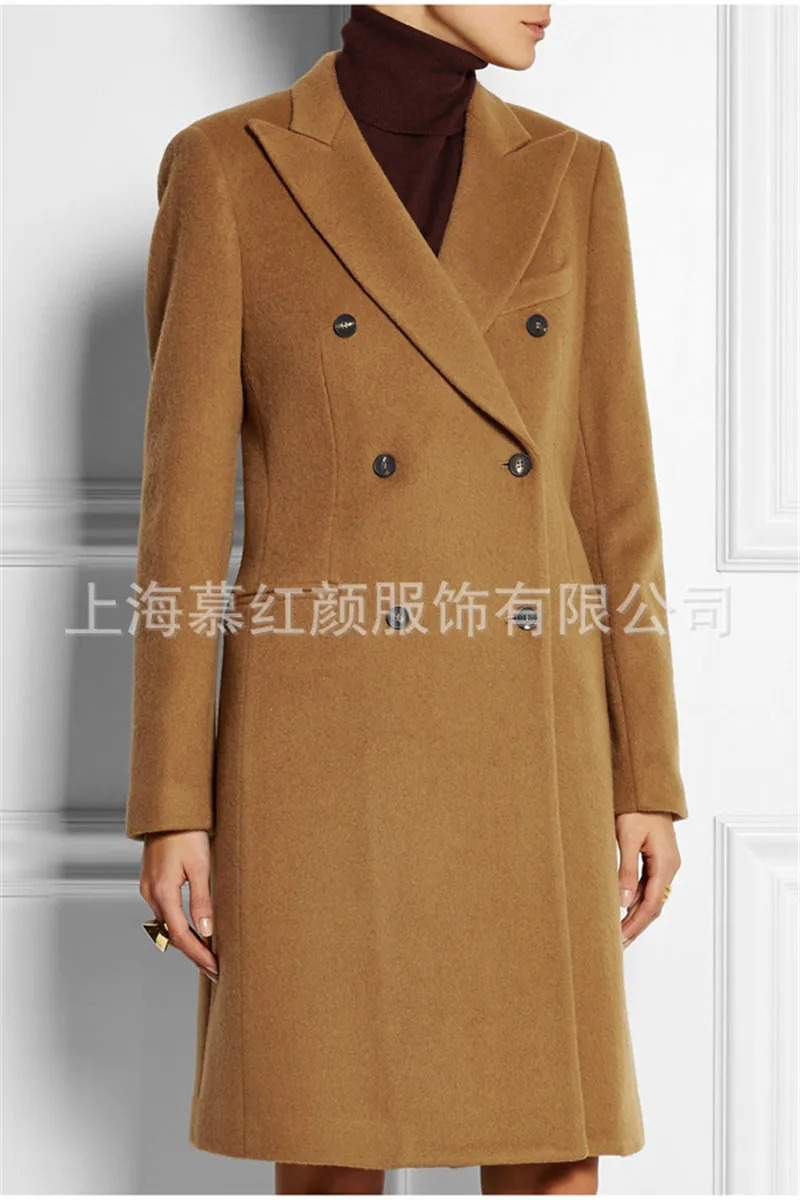 Winter Women Wool Coat Elegant Warm Long Coat Korean Style Fashion Camel Womens Coats