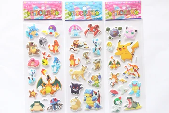 

3 Sheets/set Pikachu stickers PVC 3D Stickers Toys Decor for Kids Diary Notebook Label toy