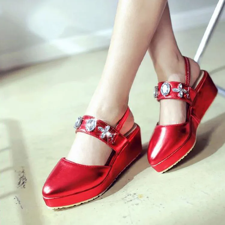 Crystal Gladiator Sandals 2017 New Creepers Platform Wedges Summer Casual Slingback Shoes For Woman Big Rhinestones High Heels (12)