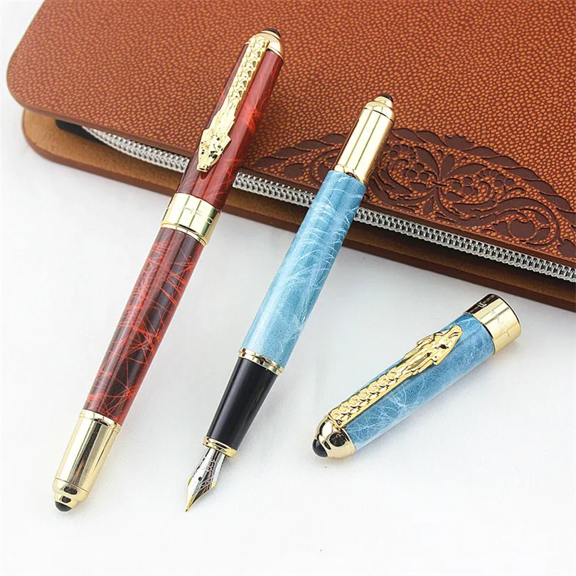 

Jinhao marble Dragon Gold clip Fountain Pen Iridium Medium Nib Advanced Craft Writing Gift Pen for Business Graduate Office