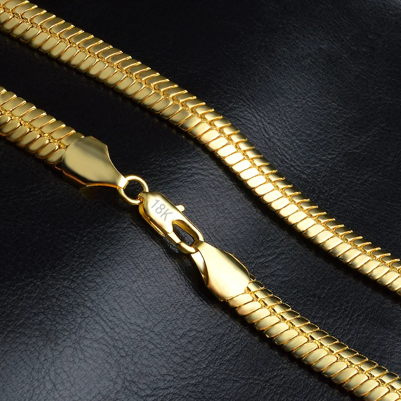 Панк Золотой цвет плоская змея цепочка на шею для мужчин 9 мм ширина цепи ювелирные изделия подарок для мальчика Прямая поставка
