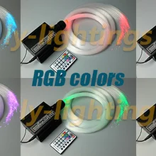 Для продажи DIY волоконно-оптический свет комплект украшения дома Оптическое волокно celing свет RGBW светодиодный беспроводной Вспышка выцветает режимы прыжка 16 Вт