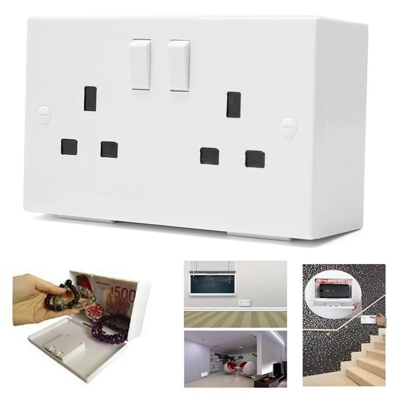 

Plastic Wall Plug Socket Storage Box Security Safe Secret Money Container Locker Jewelry Stash Box Organizador Collection Case