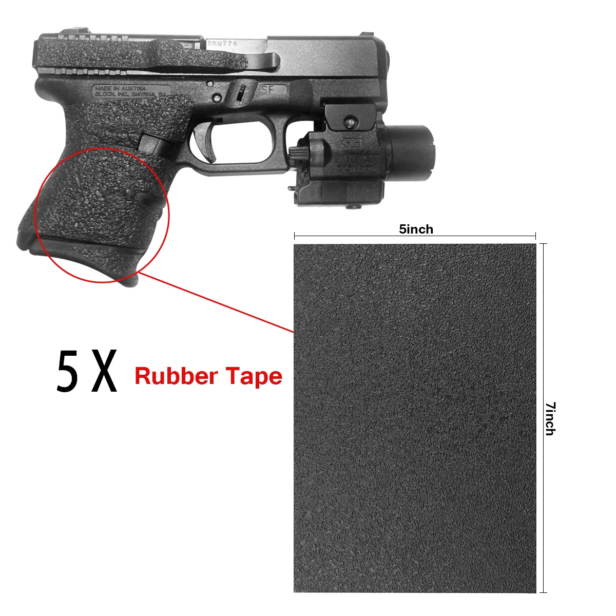 

5x Magorui Grips Material Sheet Black Textured Rubber Grip Tape for Guns, Cell Phones, Cameras, Knives, Tools