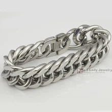 Новое поступление! Модная одежда в европейском стиле Для мужчин цепью вокруг отрезанная подгубная цепочка кубинский браслет 23 см 22 мм тяжелый и огромный крутая Мужская ювелирные изделия