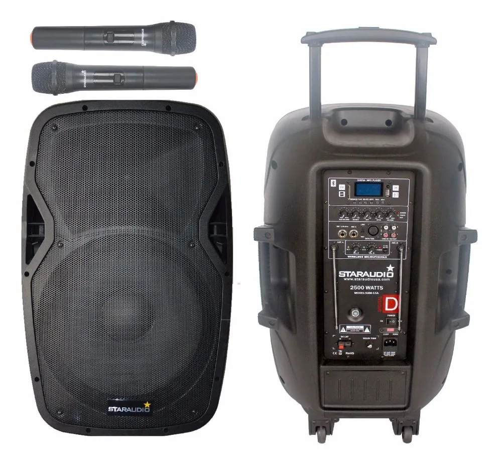 STARAUDIO 15" 2500W Powered Battery Speaker PA DJ Karaoke KTV Stage MP3