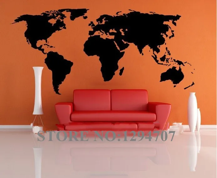 1 PCS 200x90cm Best Selling Big Global World Map Vinyl Wall Sticker Home Decor Wallpaper Creative