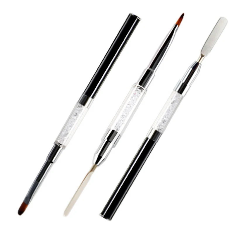 Poly Nail Gel Brush Flat UV Gel Builder Tool Nylon Hair Nail Brushes