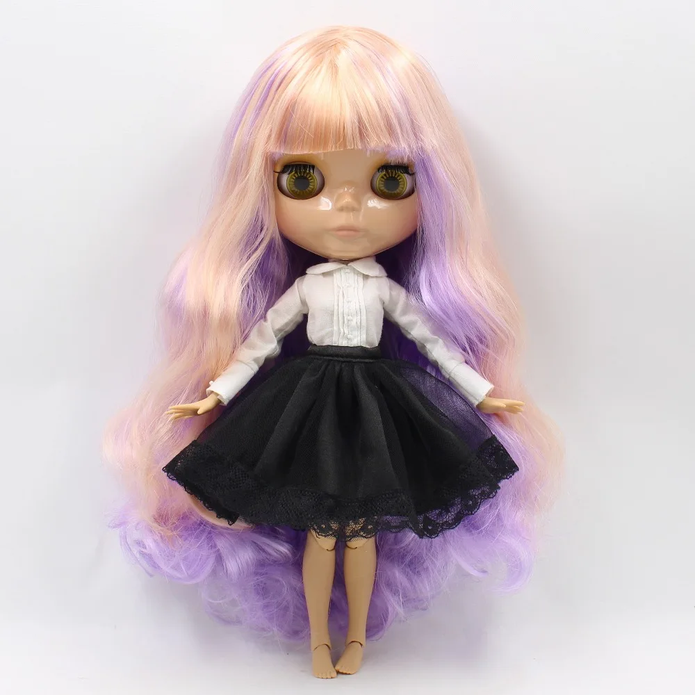 

Free shipping blyth doll purple mix golden hair tan skin joint body 1/6 30cm bjd neo gift toy