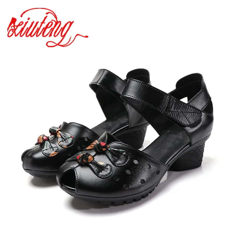Xiuteng New Summer Fashion Women open toed Genuine Leather Sandals