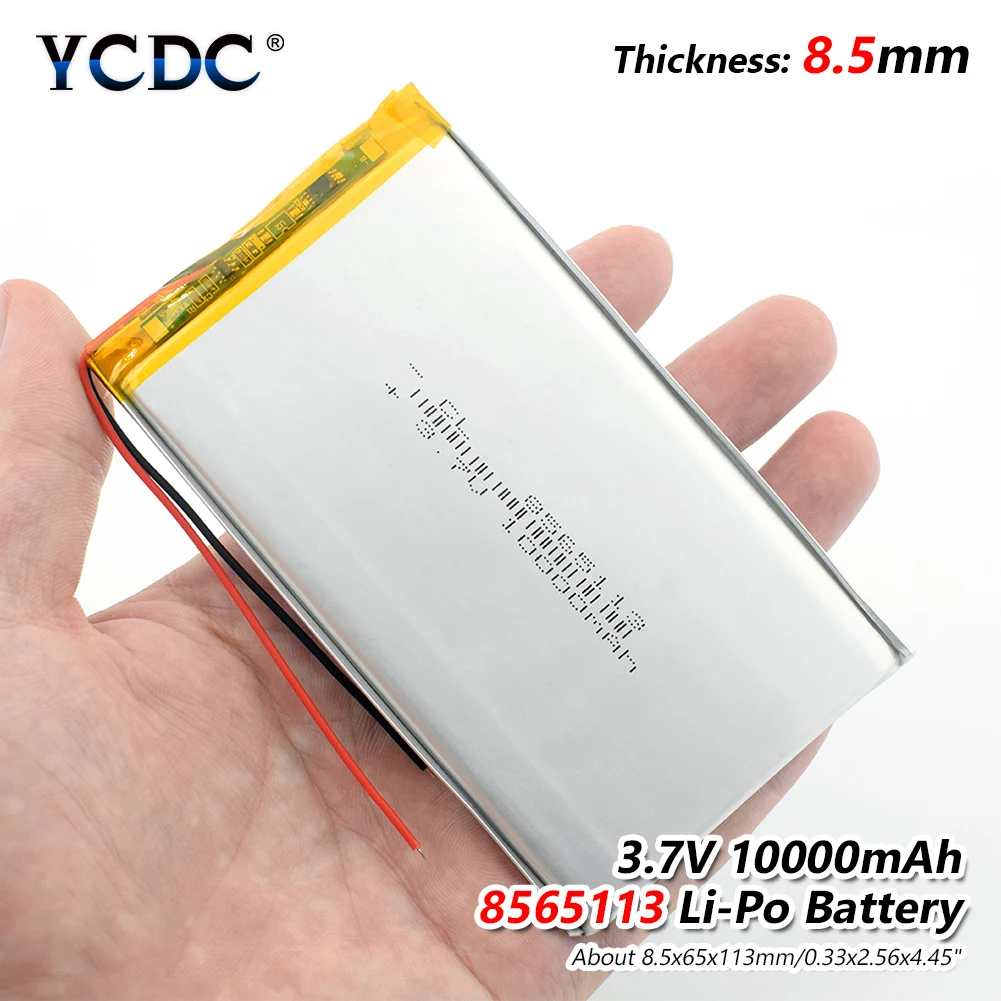 

3.7V 10000mAh 8565113 Lithium Polymer Li-Po li ion Rechargeable Battery Lipo cells For MP5 Speaker Car DVR camera Searchlight