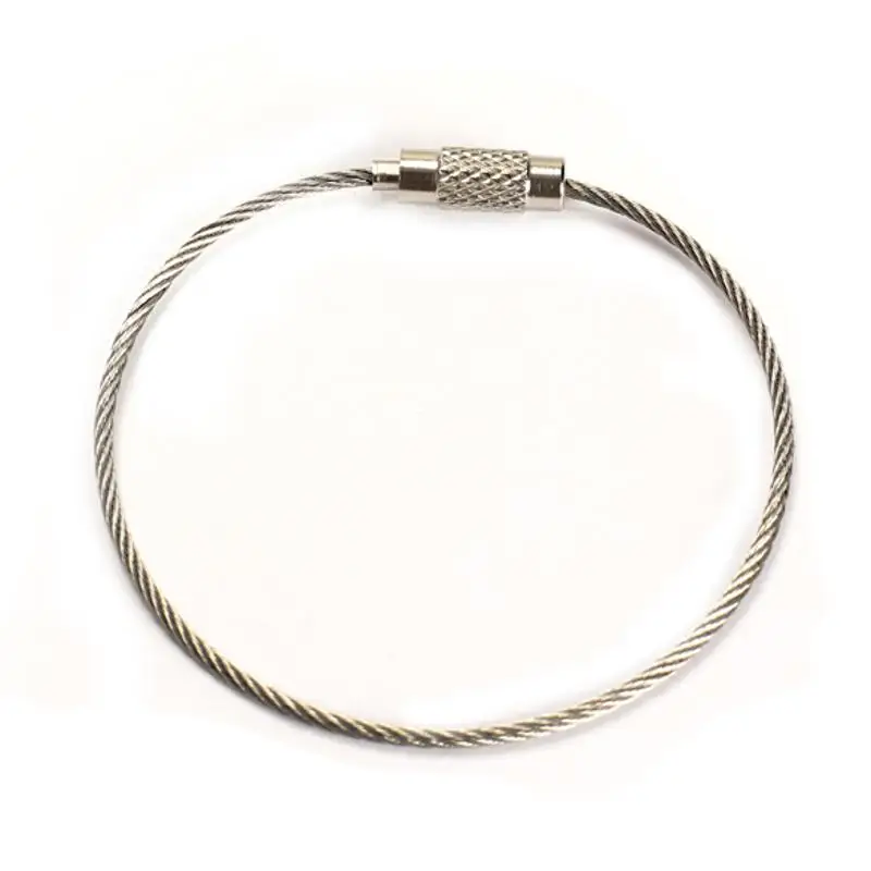 20PCS Stainless Steel Wire Keychain Cable Key Ring for Outdoor Hiking 