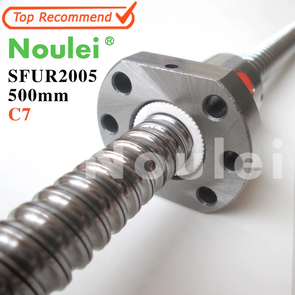 

Noulei 20mm 2005 Ball Screw Rolled C7 ballscrew SFU2005 500mm BK15 BF15 end processing one 2005 flange single ball nut for CNC