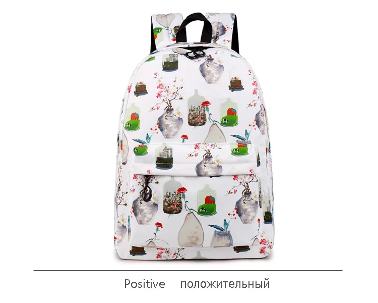 WINNER High Quality Art Flower Bottle Printed Backpack For Teenager Girls Student School Bags Travel Rucksack Mochila 2018 (14)