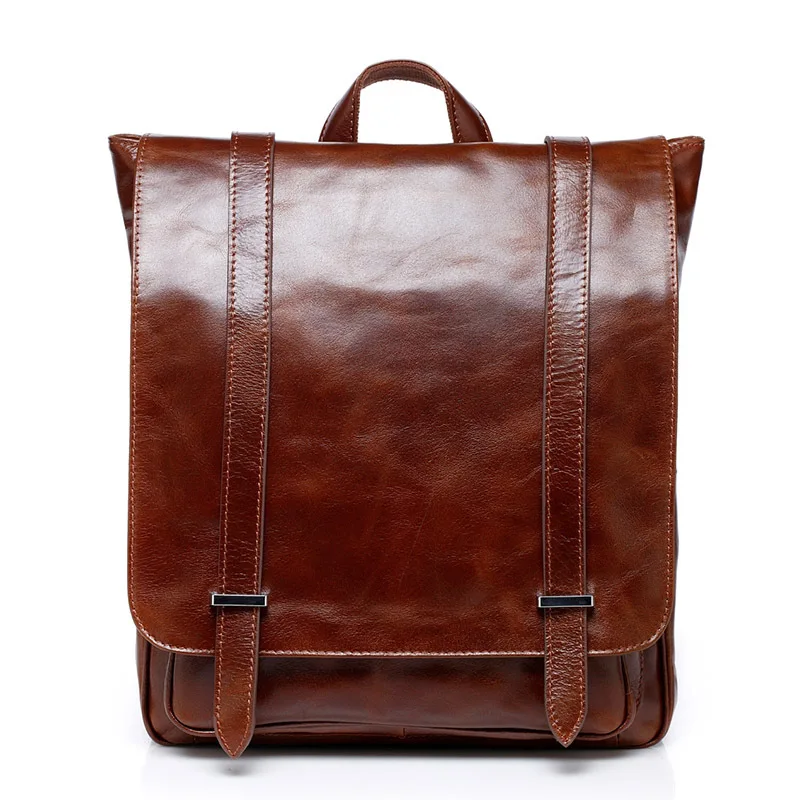 

100% Genuine Leather Men Backpack Vintage Oil Wax Cow Leather Men's Travel Bag Fashion Design Backpack Available for 14" Laptop