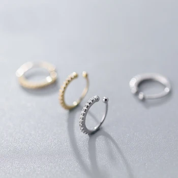 

MloveAcc Trendy New 925 Sterling Silver CZ Round Circle Clip Earrings for Women Fashion Silver Jewelry