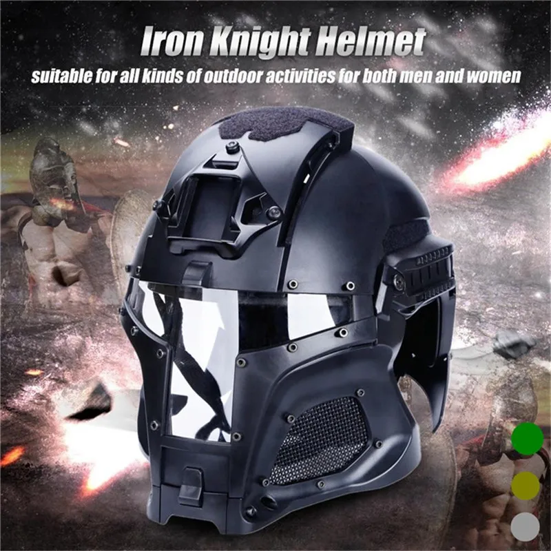 Outdoor WST Helmet Airsoft Paintball CF Game Face Mask Tactical Protective Helmet Military Bicycle Helmet Full Fcae Mask Iron