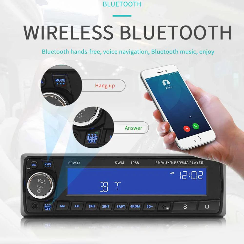 Автомагнитола Coche Aux bluetooth FM стерео аудио MP3 приемник USB радио для автомобиля