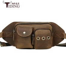 Мужские поясные сумки из натуральной кожи, новинка года, мужские Модные брендовые сумки из коровьей кожи, однотонные повседневные винтажные поясные сумки, мужские сумки