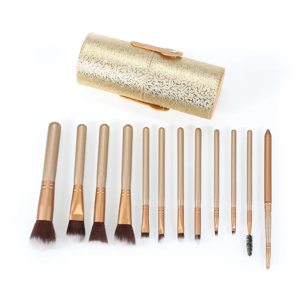 

Pro 12 pcs Makeup Brushes Set Cosmetic Foundation Eye Shadow Lip liner Make Up Brushes Kit with Cup Holder Case Pincel Maquiagem