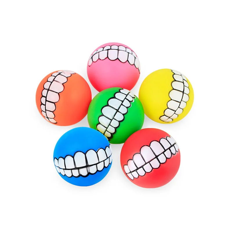 

Funny Pets Dog Puppy Cat Ball Teeth Toy PVC Chew Sound Dogs Play Fetching Squeak Toys Pet Supplies