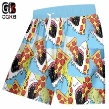 OGKB мужские шорты для плавания, летние, забавные, с принтом акулы, едят пиццу, 3d, Пляжные бермуды, мужские шорты для фитнеса, тренировок, длина до колен, боксеры, брюки