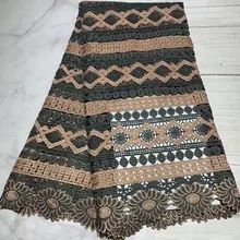 Африканский шнур кружевная ткань гипюр кружевная ткань Африканская кружевная ткань с камнем 5 ярдов вышитое кружево в нигерийском стиле ткани ZQ-A139
