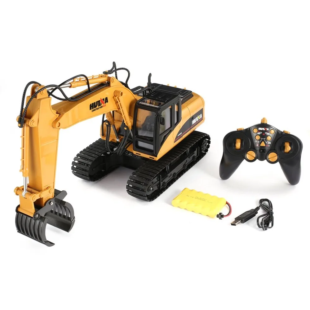 Goedkoop HUINA 1570 16ch RC Hout Metalen Grijper Hout 1 14 2.4g Techniek Crawler Truck Speelgoed RTR Auto Bouw Voertuig Met licht