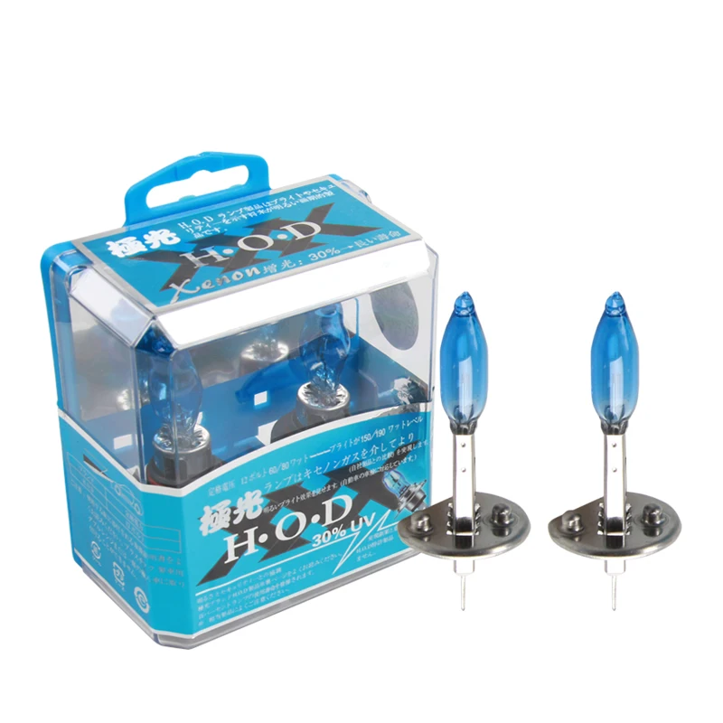 

2PC 100W H1 Car Halogen Fog Light HeadLight DRL HOD Lamp Dark Blue Glass Replacement Bulbs Super bright 6000K white