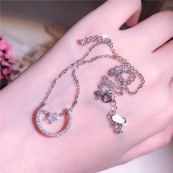 

2018 Minimalist s925 Sterling Silver Star Moon Necklace Variety of micro-studded zircon clavicle chain summer women's jewelry