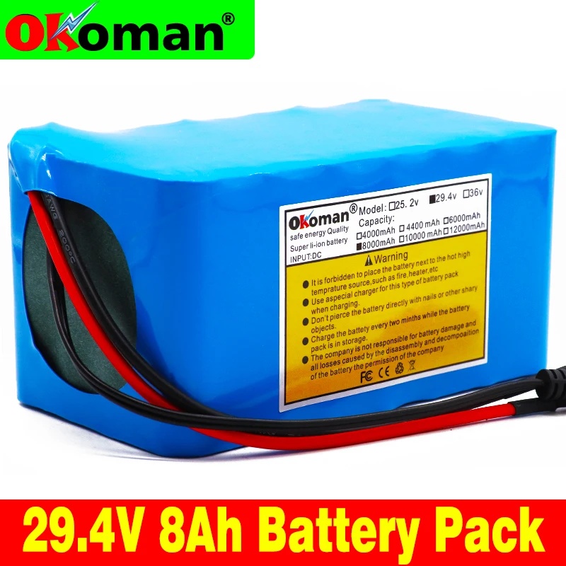 Оригинальный 24 V 8ah Электрический велосипед литий-ионный аккумулятор 29 4 8000 mAh 15A