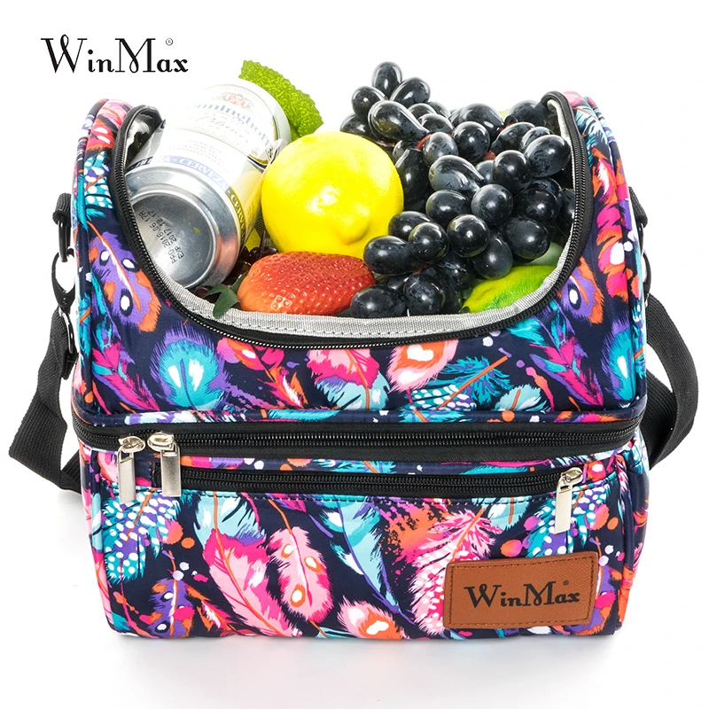 Double Decker Cooler Lunch Bags Insulated Print Waterproof Thermal Lunchbox Travel Food Picnic Bag for Women Men Bolsa Termica Double Decker Cooler Lunch Bags Insulated Print Waterproof Thermal Lunchbox Travel Food Picnic Bag for Women Men Bolsa Termica