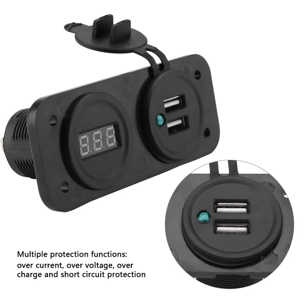 1A/2.1A двойной USB порт гнездо автомобильного зарядного устройства+ 12V24V Цифровой вольтметр для автомобиля лодки автомобиля USB Цифровой вольтметр