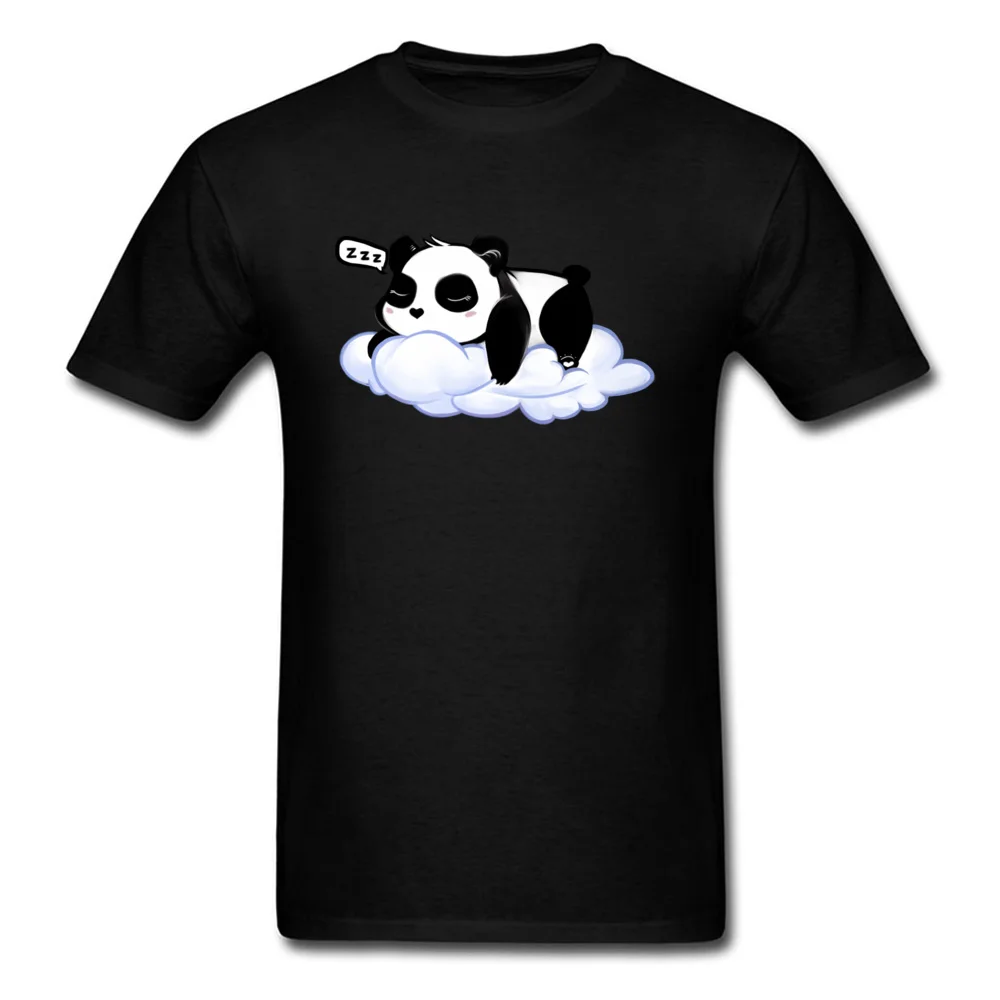 Sleepy Panda 100% Cotton T Shirts for Boys Short Sleeve Tops Shirts Coupons Lovers Day Round Collar Sweatshirts Customized Sleepy Panda black