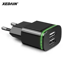 XEDAIN по стандартам ЕС/США штекер 2 Порты светодиодный светильник USB Зарядное устройство 5V 2.1A сетевой адаптер мобильный телефон Micro USB разъем для зарядки и синхронизации данных для iPhone samsung Xiaomi