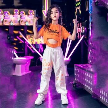 

Girls Jazz Dance Costumes Kids Cheerleader Modern Stage Wear Children Hip Hop Clothing Girls Dancer Stage Costumes 2pcs DQS2028