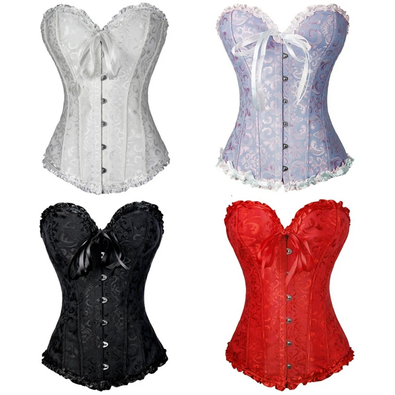

S-6XL Women Fashion Sexy Jacquard Satin Waist Training And Bustiers Lingerie Underwear Corsets Shapewear Plus size Corselet