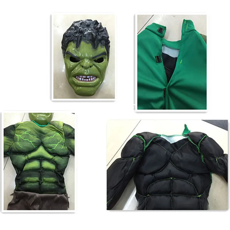 Goedkoop De Avengers Hulk Kostuum voor jongens Cosplay Halloween Kostuum voor kinderen Carnaval Kleding Kinderen Geschenken Fantasy Spier Masker