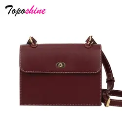 Toposhine сплошной цвет замок маленькая квадратная сумка Женская Новая мода Высокое качество Повседневная дикая сумка через плечо