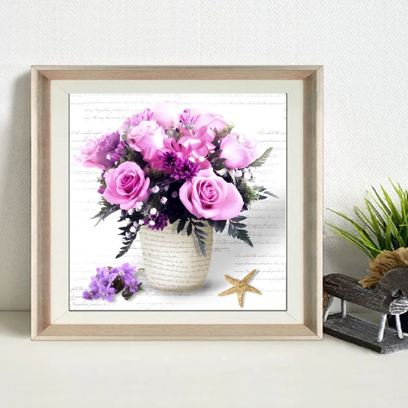 

Diamond Painting 5D Embroidery Diamond Mosaic Purple Flower Diy Needlework Beautiful Flores Canvas