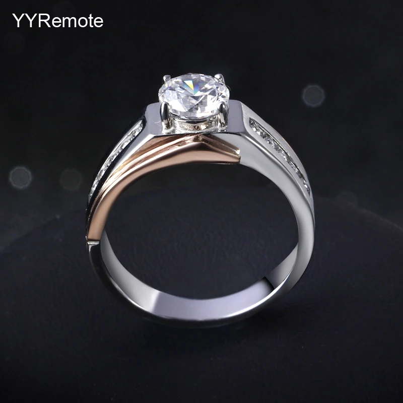 

New arrival male ring stainless steel Ring 2 tone plated with CZ stone fashion jewelry full rings size #8, #9 ,#10, #11, #12